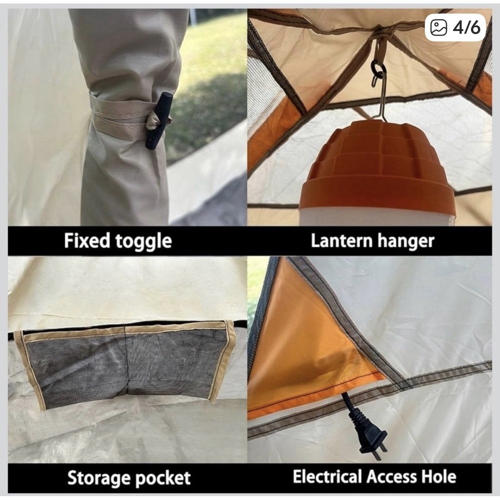 New 2 Person Tent Orange And Tan Dome‎ Shelter Outdoor Camping Size 84"x60" - Picture 4 of 7